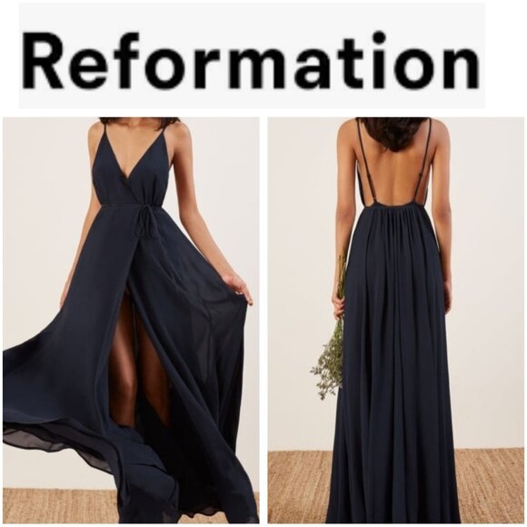 Reformation Callalily Dress in Navy Blue Size 4 - Picture 1 of 16